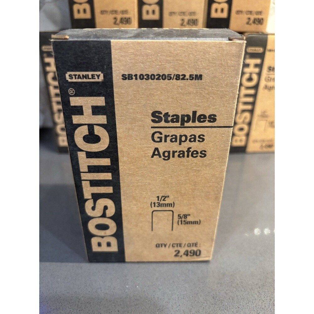 Stanley Bostitch SB1030205/82.5M - 1/2” x 5/8" Staples - 2,490 Staples/Box